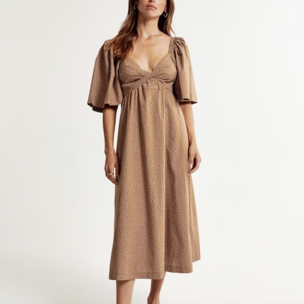 Abercrombie & Fitch Tan Midi Dress